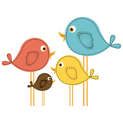 colorful cute cartoon birds set vector illustration