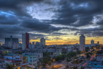 Obraz premium Early morning panorama of Vedado neighborhood in Havana,Cuba.