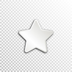 Empty white paper plate base for text. Simple star form card on transparent background