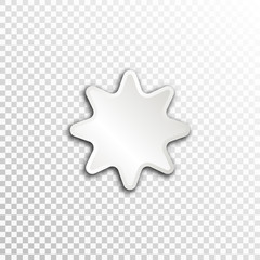 Empty white paper plate base for text. Simple star form card on transparent background