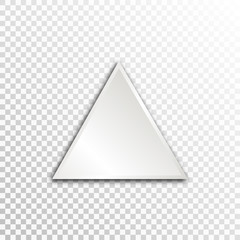 Empty white paper plate base for text. Simple triangle form card on transparent background