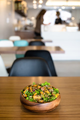 Kale salad at table