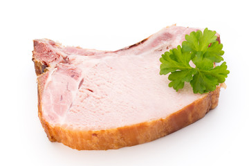 Pieces of pork meat, isolated on white background.