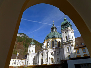 Impressive view of Ettal Abbey church, Kloster Ettal, Garmisch-partenkirchen, Bavaria, Germany 