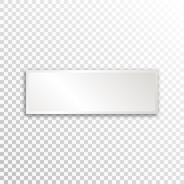 Empty white paper plate base for text. Simple rectangle form card on transparent background
