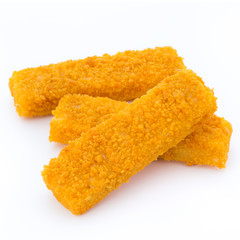 Fish fingers on the white background.