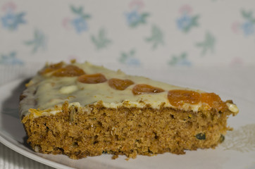 Homemade butter cake sliced on a plate