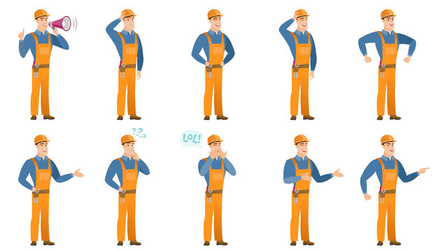 Vector set of builder characters.