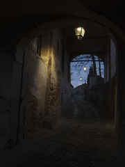 Saluzzo, typical street of the old town