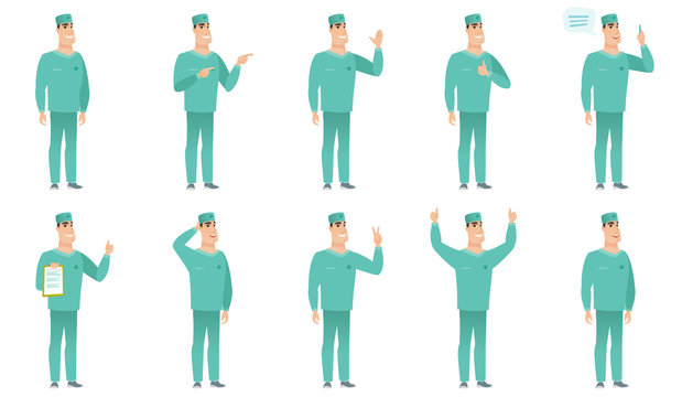 Vector set of surgeon characters.