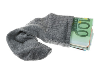  Sparstrumpf Geld in Socke 50 Euro