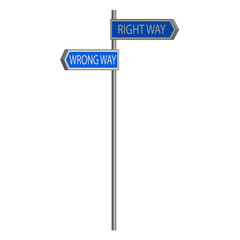 Traffic sign choice of path in 3D, vector