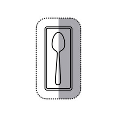 monochrome contour sticker of rectangle frame with silhouette spoon cutlery icon vector illustration