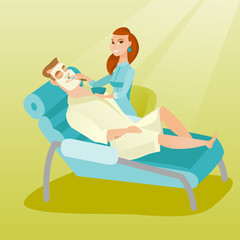 Man in beauty salon during cosmetology procedure