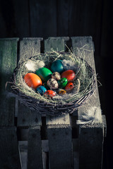 Ecological Easter eggs in the rustic cottage
