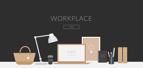 Workplace illustration in flat style.