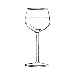 monochrome blurred contour of glass cup vector illustration