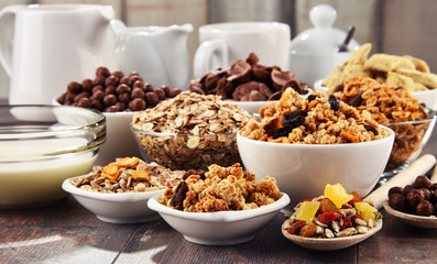 Composition with different sorts of breakfast cereal products