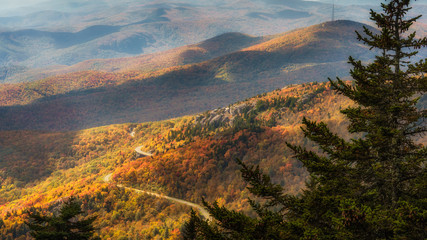 Autumn View from Linn Cove Viaduct Overlook on the Boone Scout trail - Grandfather Mountain 