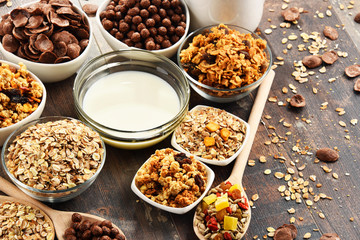 Composition with different sorts of breakfast cereal products