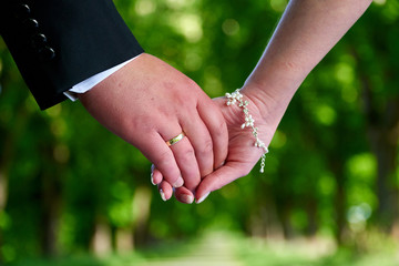 wedding couple hand in hand