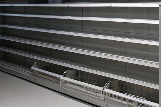 Empty Shelf In Grocery Store