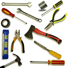 tools for working with your hands, isolated on white background