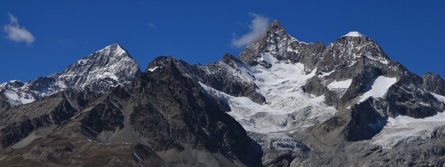 View from Gornergrat, Zermatt. Mount Gabelhorn and glacier.