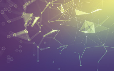 Abstract polygonal space low poly dark background, 3d rendering