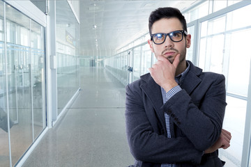 modern business man with thoughtful expression