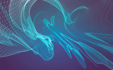 Abstract polygonal space low poly dark background, 3d rendering