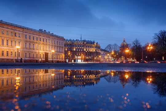 Palace square, view on Isaacs cathedral, Saint-Petersburg, Russia