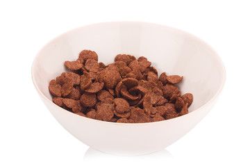 chocolate cereals isolated on white background