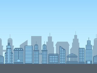 vector seamless background with siluettes of buildings