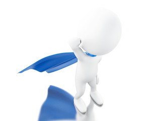 3d Super hero with blue cape.