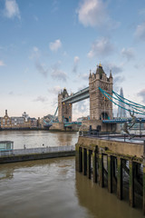 Fototapeta na wymiar Tower Bridge in London in the Early Morning, England, United Kingdom