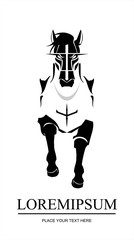 Horse. elegant running horse logo. Front view of running horse logo.