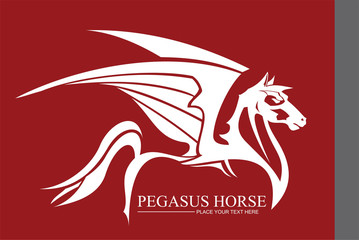 pegasus in white.side view winged horse
