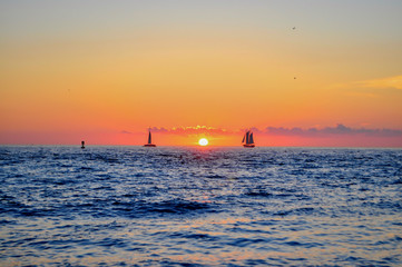 sunset over the florida keys islands of the Caribbean