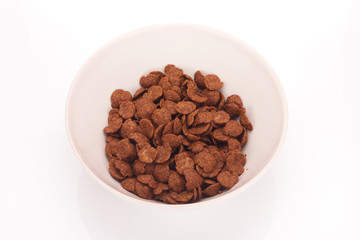 chocolate cereals isolated on white background