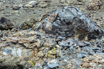 Frozen volcanic emissions of North Breakthrough Great Tolbachik Fissure Eruption 1975