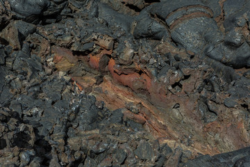 Background of frozen lava field at Tolbachik volcano, after eruption in 2012, Klyuchevskaya Group of Volcanoes