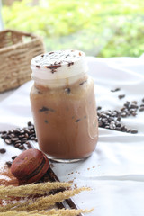 Ice mocha and macaroons