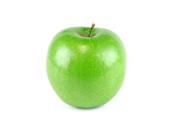 single green apple on white background