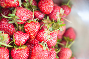 background from fresh strawberries, Top view