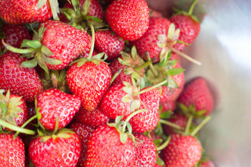 background from fresh strawberries, Top view