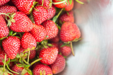 background from fresh strawberries, Top view