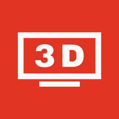 3D TV icon. Television and display, televisor symbol. Flat design. Stock - Vector illustration