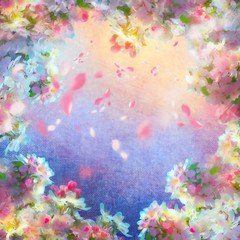Fototapeta na wymiar Spring Cherry Blossom Painting