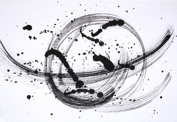 Obraz premium Abstract brush strokes and splashes of paint on paper